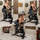 Slim Indoor Cycling Bike with Silent Magnetic Resistance, Stationary Exercise Bikes