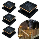Solar Post Lights, Outdoor Post Cap Lights for Fence (4 Pack, Black)