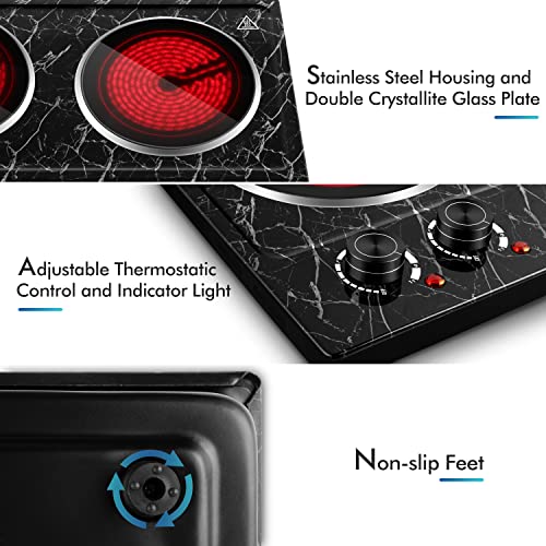 Hot Plate, Double Burner Electric, Dual Control Portable Electric Stove Countertop