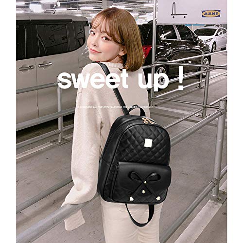 I IHAYNER Girls Bowknot 2-PCS Fashion Backpack Cute Mini Leather Purse