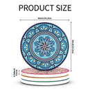 Set of 8 Coaster for Drinks Absorbent Mandala Ceramic Coasters with Cork Base Decor