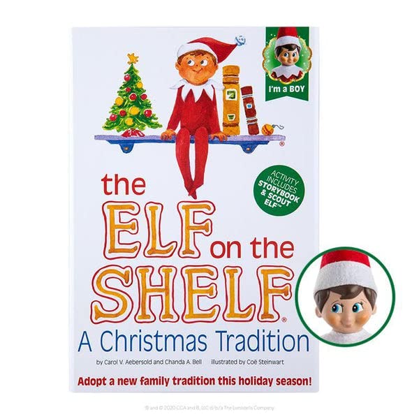 A Christmas Tradition Blue-Eyed Boy Light Tone Scout Elf - Elf and book included.