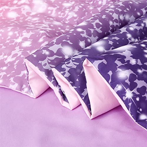 4 Piece Toddler Bedding Set for Girls Pink Purple Glitter Toddler Comforter Set