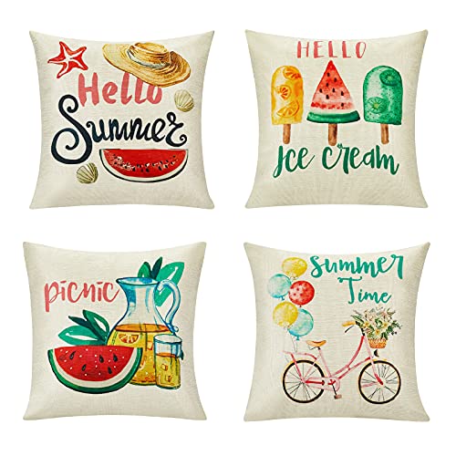 Summer Pillow Covers 18x18: Watermelon Decorative Pillow Covers