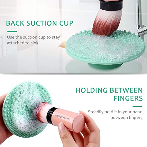 Brush Cleaning Mat, Silicone Makeup Cleaning Brush Scrubber Mat Portable Washing Tool