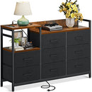 Dresser with 2 Outlets and USB Charging, TV Stand 52''W Larger Dresser for Bedroom ]