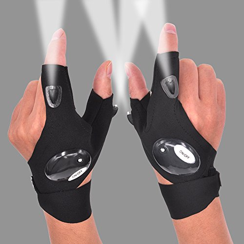 LED Flashlight Glove Outdoor Fishing Gloves With Stretchy Strap Screwdriver