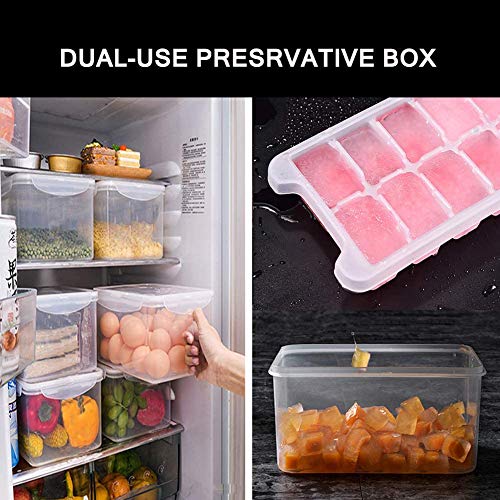 Ice Cube Trays and Ice Cube Storage Container Set With Airtight Locking Lid,3 Packs