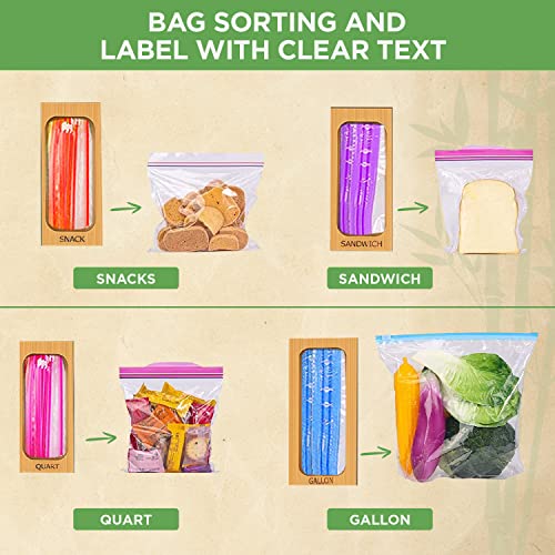 Bamboo Food Storage Bag Holder Organizer Boxes for Kitchen Drawers, 4 Pc. Set