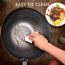 Carbon Steel Wok with Wooden Handle and Lid,using for Electric, Induction, Gas Stoves