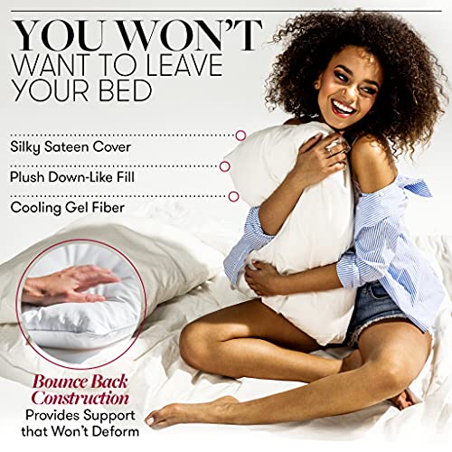 Bed Pillows for Sleeping - Queen Size, Set of 2 - Soft Allergy Friendly, Cooling, Luxury