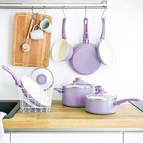 GreenLife Soft Grip Healthy Ceramic Nonstick, Cookware Pots and Pans Set, 16 Pcs