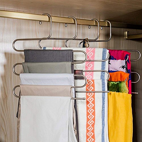 DOIOWN S-Type Stainless Steel Clothes Pants Hangers Closet Storage Organizer