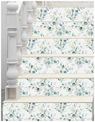 Peel and Stick Wallpaper Green/White Eucalyptus Leaf Floral Wall Mural