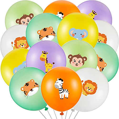 72 Pieces Jungle Animal Balloons Jungle Animal Latex Helium Balloons 12 Inches