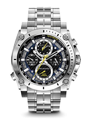 Men's Precisionist in Stainless Steel with 8-Hand Chronograph Watch, Blue and Yellow