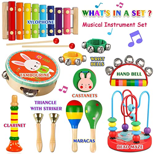 Wooden Percussion Instruments Set for Kids Baby with Xylophone