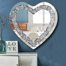 Crystal Crush Diamond Heart Shaped Silver Mirror for Wall Decoration