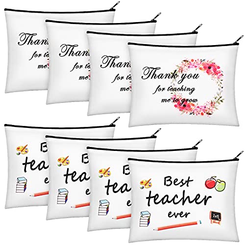 8Pcs Teacher Appreciation Gifts, Teacher Gifts Makeup Bag Canvas Cosmetic bag