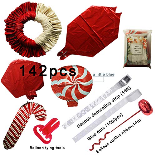Christmas Balloon Garland Arch kit 144 Pieces with Christmas Red White Candy Balloons