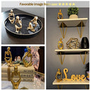 Gold Decor Thinker Statue Abstract Art Sculpture Set of 3 Golden Collectible Figurines
