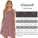 Red Dresses for Women Summer Beach Sleeveless Sundress Pockets Swing Casual Loose Tshirt Dress(Red Floral,L)