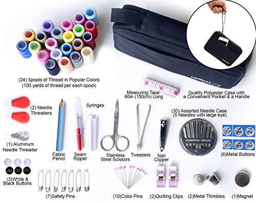 Sewing Kit for Adults and Kids - 100 Sewing Supplies and Accessories, 24-Color Threads