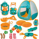 FUN LITTLE TOYS Kids Play Tent, Pop Up Tent with Kids Camping Gear Set, Outdoor Toys Camping Tools Set for Kids, 18 Pieces