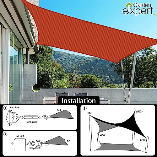 16'x16'Sun Shade Sail Square Sail Shade Canopy for Patio Garden Outdoor Facility and Activities,Terra