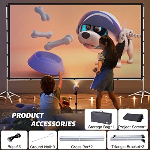 120 inch Projector Screen with Stand,Foldable Portable Projection Screen 16:9 4K HD Only