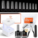 Nail Tips and Glue Gel Kit, Gel x Nail Kit 4 in 1 Nail Glue Gel, Ultra-Portable LED Nail Lamp