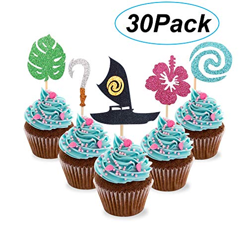 37 Pack Moana Party Supplies Set,30 Pcs Moana Inspired Cupcake Toppers