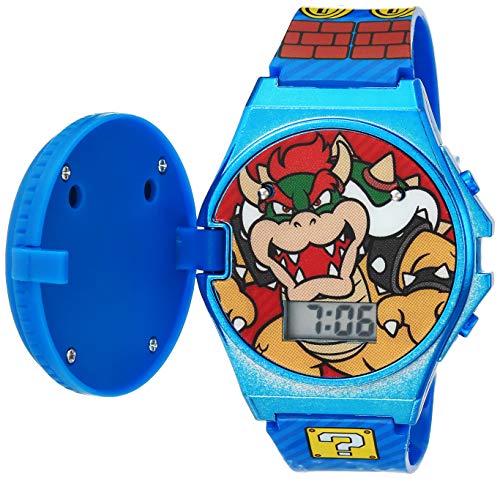Kids Nintendo Super Mario and Luigi Blue Digital LCD Quartz Flip Open Wrist Watch