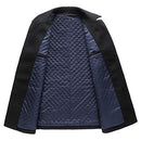 Men's Classic Notched Collar Double Breasted Wool Blend Pea Coat (X-Large, Black)