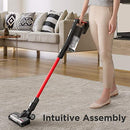 Cordless Vacuum Cleaner LED Headlights, Convenient Stick and Handheld Vac, Red, Black