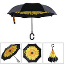 Double Layer Inverted Umbrella Reverse Folding Umbrellas Windproof (Sunflower)
