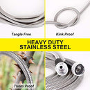 Metal Water Hose 100 ft - Stainless Steel Water Hose with 2 Nozzles, Lightweight,