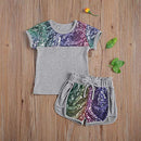 Toddler Baby Girl Summer Clothes Outfit Set 2Pcs (D-Gray, 2-3T)