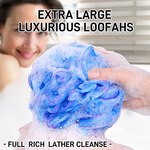 Shower Loofah Bath Sponge 75g - 4 Pack Large Soft Nylon Mesh Puff for Body Wash