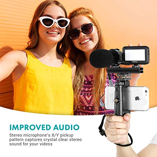 Movo Smartphone Vlogging Kit V7 with Grip Rig, Stereo Microphone, LED Light