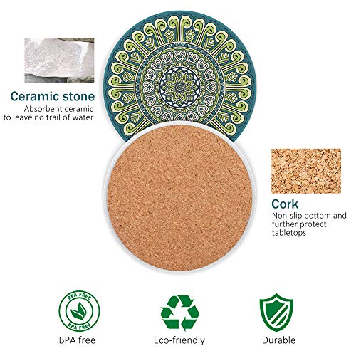 Absorbing Stone Mats Heat-Resistant Reusable Coaster with Cork Base for Drinks