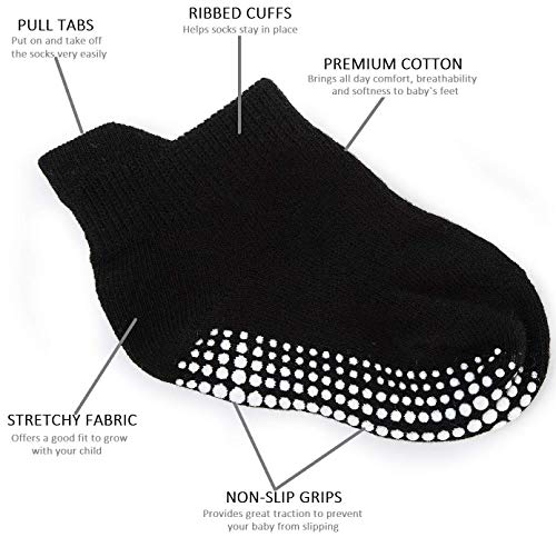 Baby Non Slip Grip Ankle Socks with Non Skid Soles for Infants Toddlers Kids Boys Girls