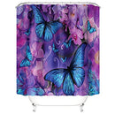 4Pcs Flowers and Butterfliers Shower Curtain Set with Non-Slip Rugs and Toilet Lid Cover