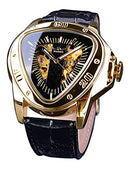 Winner Fashion Mechanical Wrist Watch Triangle Racing Dial, Golden Watch for Men
