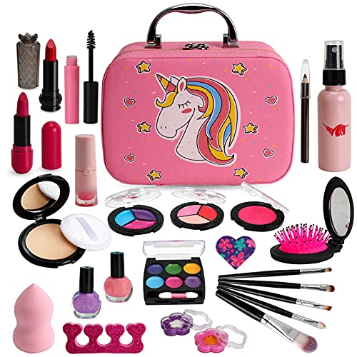 Kids Makeup Kit for Girls, Real Makeup Set, Washable Makeup Kit Toys for Little Girls
