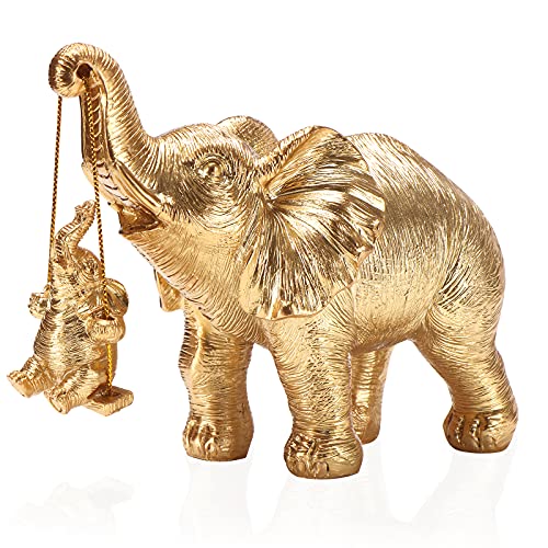 ZJ Whoest Elephant Statue. Gold Elephant Decor Brings Good Luck, Health, Strength. Elephant Gifts for Women, Mom Gifts. Decorations Applicable Home, Office, Bookshelf TV Stand, Shelf, Living Room