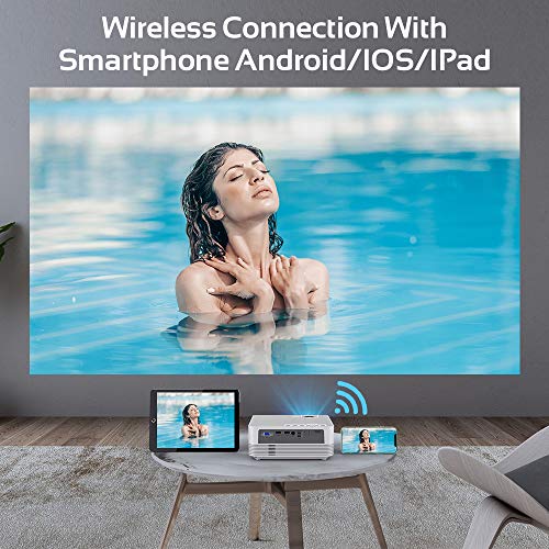 Native 1080P WiFi Bluetooth Projector, DBPOWER 8000L Full HD Outdoor Movie Projector