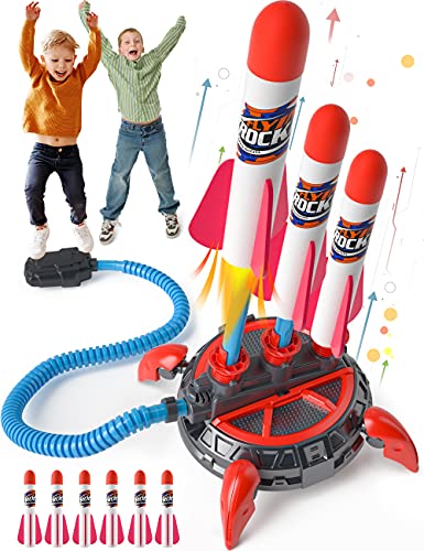Toy Rocket Launcher for Kids, Upgrade 3 Continuous Shots Launcher Design
