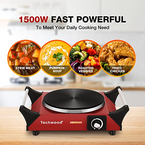 Hot Plate, Techwood Electric Stove for Cooking, 1500W Countertop Single Burner
