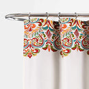 Clara Shower Curtain-Fabric Colorful Boho Paisley Damask Print Design, 72” x 72”,